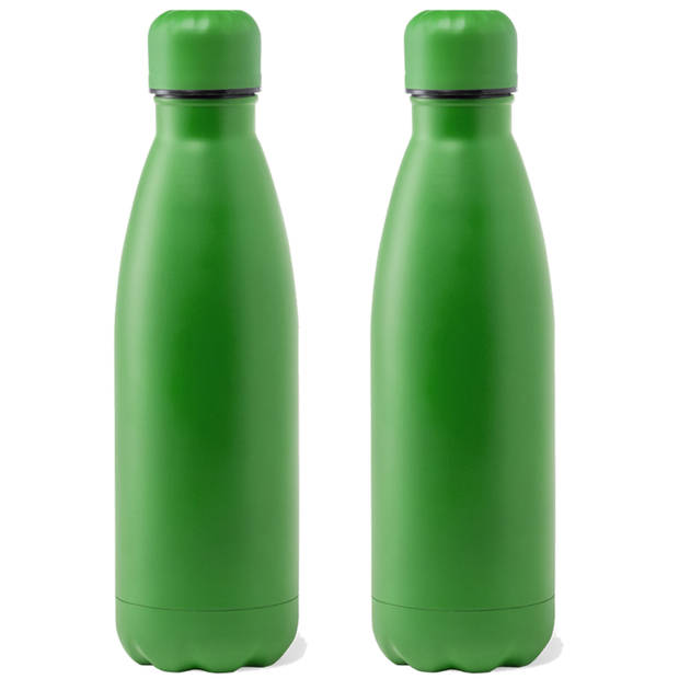 RVS waterfles/drinkfles - 2x - kleur groen - met schroefdop - 790 ml - Drinkflessen