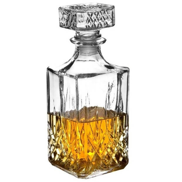Set van 6x luxe drinkglazen/whiskyglazen 390 ml met karaf Noblesse 1 liter - Whiskeyglazen