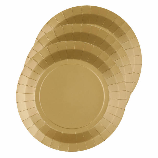Santex Feest borden set - 20x stuks - goud - 17 cm en 22 cm - Feestbordjes