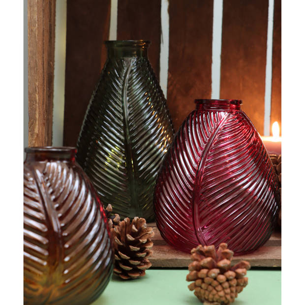 Bellatio Design Bloemenvaas - paars transparant glas - D14 x H16 cm - Vazen