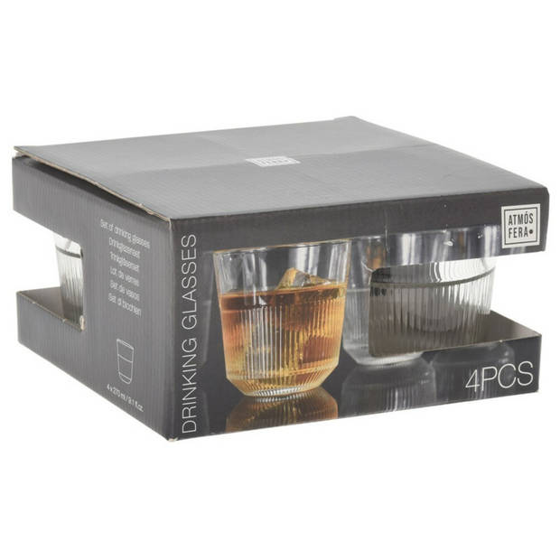 Whisky glazen - 4x - transparant - 270 ml - 8 x 8 cm - Whiskeyglazen