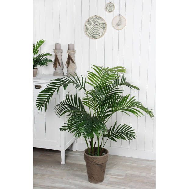 Mica Decorations grote Palm kunstplant - groen - H110 x D90 cm - Kunstplanten