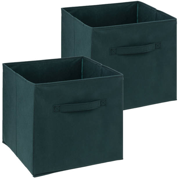 5Five Opbergmand - 2x - 29 liter - emerald groen - 31 x 31 x 31 cm - Opbergmanden