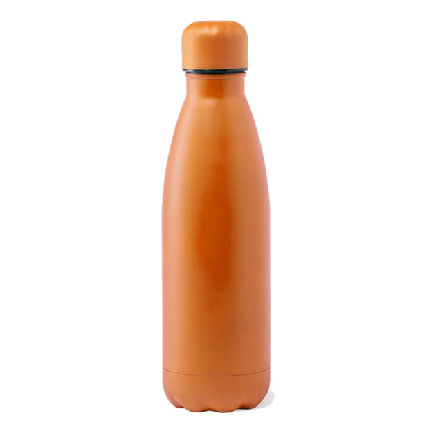 RVS waterfles/drinkfles mat oranje kleur - met schroefdop - 790 ml - Drinkflessen