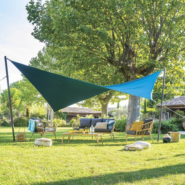 Premium kwaliteit schaduwdoek/zonnescherm Shae rechthoekig blauw 3 x 4 meter met ophanghaken - Schaduwdoeken