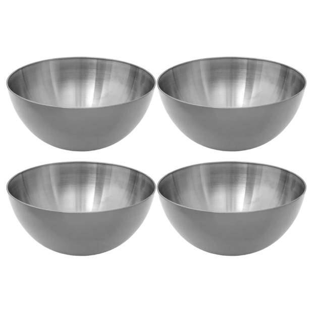 Set van 8x stuks - Slakommetjes/schaaltjes - rvs metaal - D19 cm - Saladeschalen