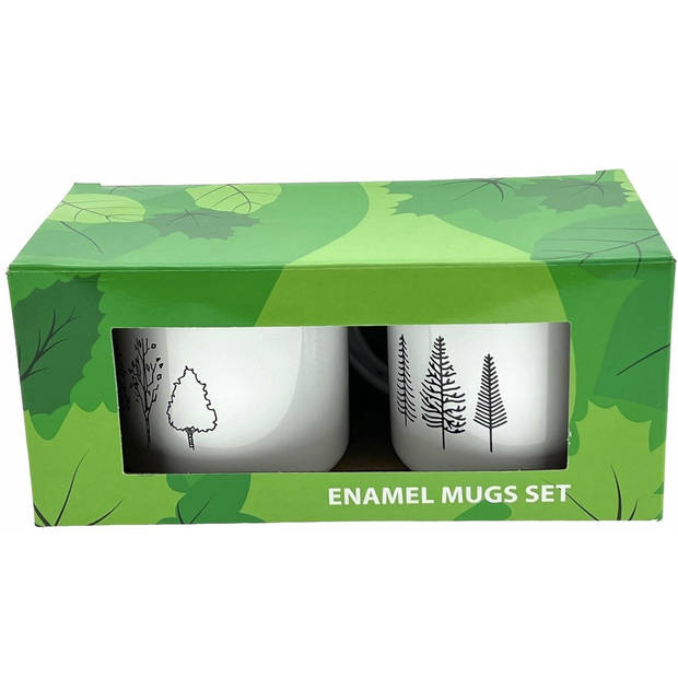 Emaille Mok - Emaille Beker - Set van 2 - 350ml