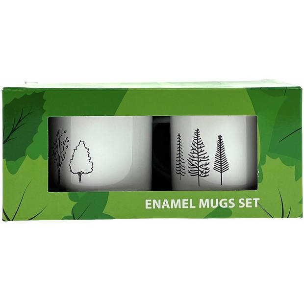 Emaille Mok - Emaille Beker - Set van 2 - 350ml