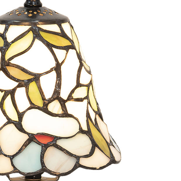 HAES DECO - Tiffany Tafellamp Beige, Geel Ø 16x31 cm Fitting E14 / Lamp max 1x40W