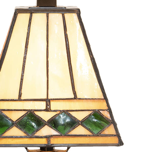 HAES DECO - Tiffany Tafellamp Beige, Groen 20x20x30 cm Fitting E14 / Lamp max 1x40W