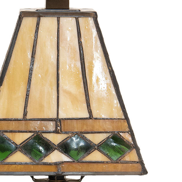 HAES DECO - Tiffany Tafellamp Beige, Groen 20x20x30 cm Fitting E14 / Lamp max 1x40W