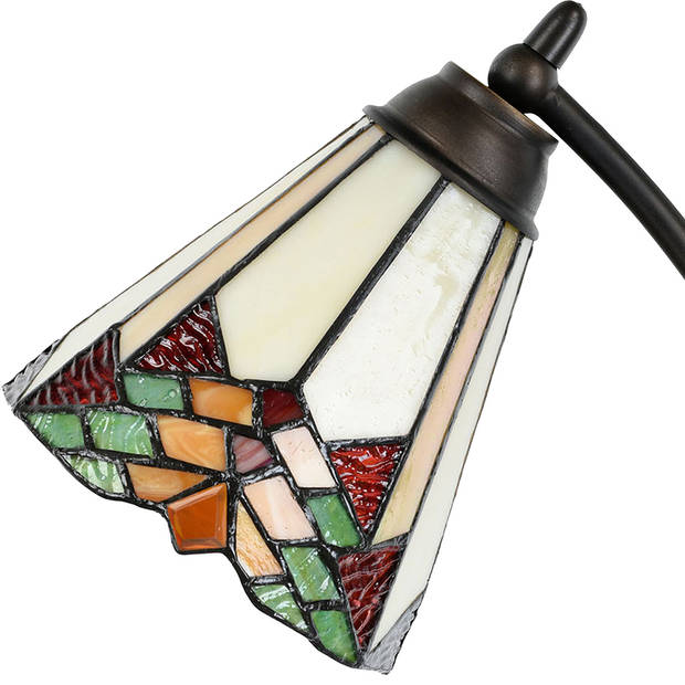 HAES DECO - Tiffany Tafellamp Beige, Rood Ø 26x50 cm Fitting E14 / Lamp max 1x40W