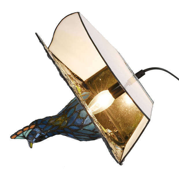 HAES DECO - Tiffany Tafellamp Blauw, Groen 32x35x30 cm Fitting E14 / Lamp max 1x40W