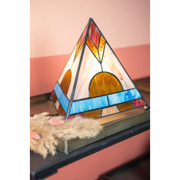 HAES DECO - Tiffany Tafellamp Bruin 26x26x30 cm Fitting E14 / Lamp max 1x40W