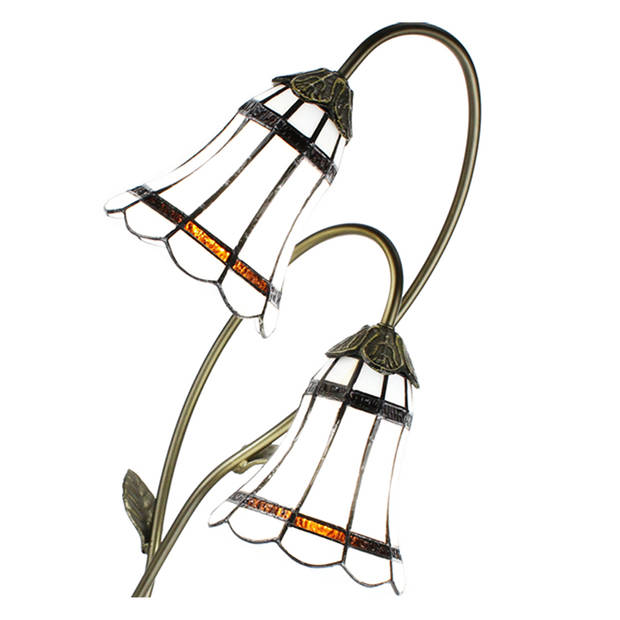 HAES DECO - Tiffany Tafellamp Bruin 35x18x61 cm Fitting E14 / Lamp max 2x25W
