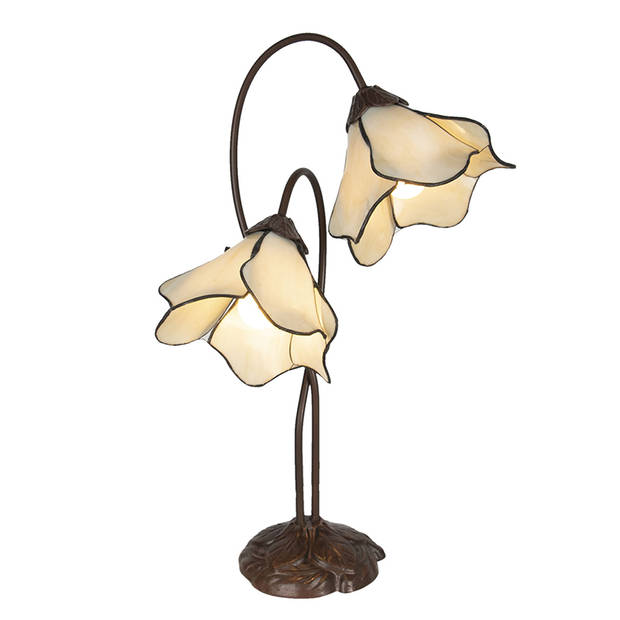 HAES DECO - Tiffany Tafellamp Creme 41x23x57 cm Fitting E27 / Lamp max 2x40W