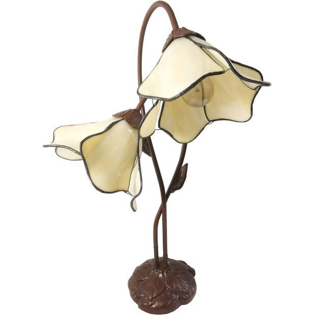 HAES DECO - Tiffany Tafellamp Creme 41x23x57 cm Fitting E27 / Lamp max 2x40W