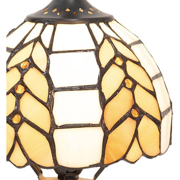 HAES DECO - Tiffany Tafellamp Creme Ø 14x29 cm Fitting E14 / Lamp max 1x40W