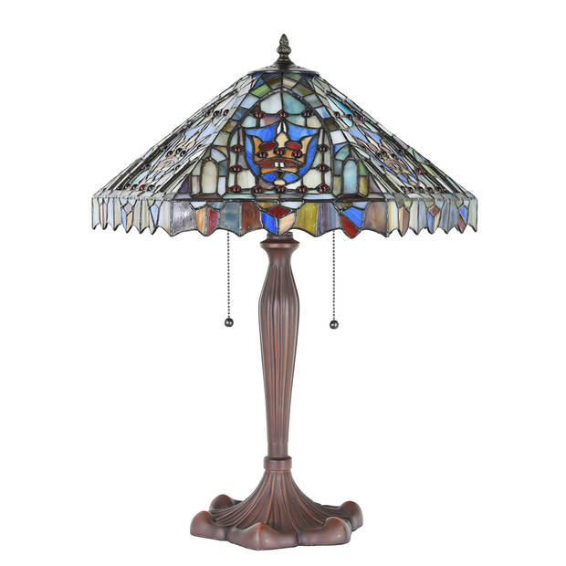 HAES DECO - Tiffany Tafellamp Creme Ø 47x60 cm Fitting E27 / Lamp max 2x60W