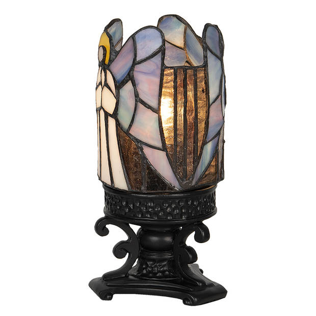 HAES DECO - Tiffany Tafellamp Engel Meerkleurig Ø 14x21 cm Fitting E14 / Lamp max 1x25W