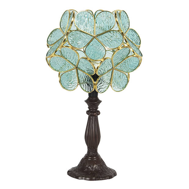 HAES DECO - Tiffany Tafellamp Groen 21x21x38 cm Fitting E14 / Lamp max 1x25W