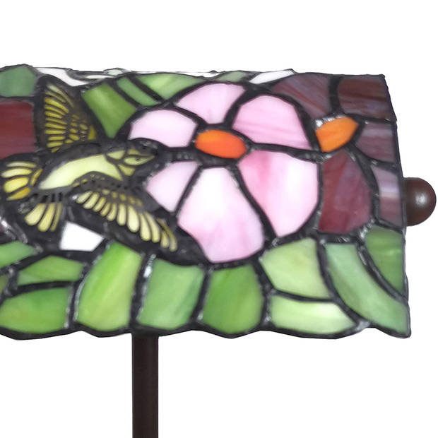 HAES DECO - Tiffany Tafellamp Groen, Roze 15x15x33 cm Fitting E14 / Lamp max 1x25W