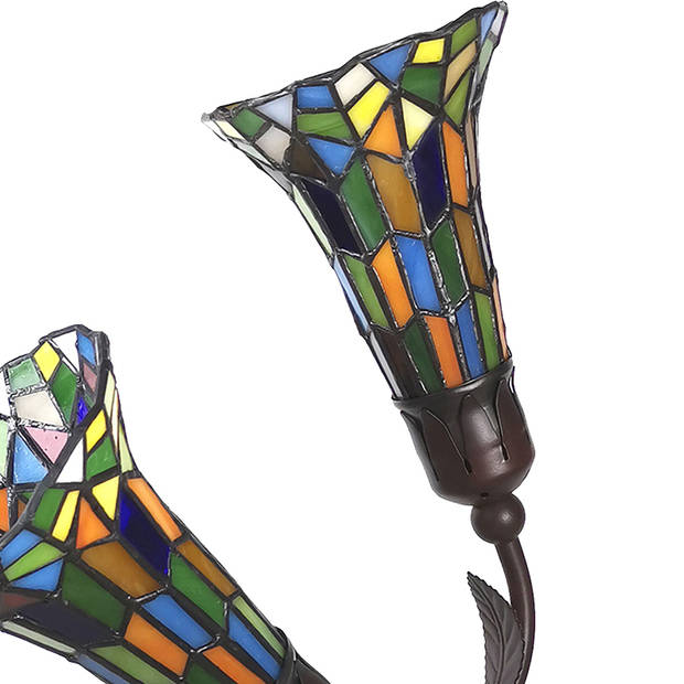 HAES DECO - Tiffany Tafellamp Meerkleurig 46x28x63 cm Fitting E14 / Lamp max 2x25W