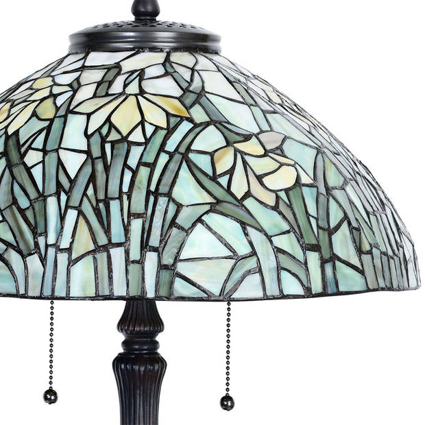HAES DECO - Tiffany Tafellamp Meerkleurig Ø 40x60 cm Fitting E27 / Lamp max 3x60W