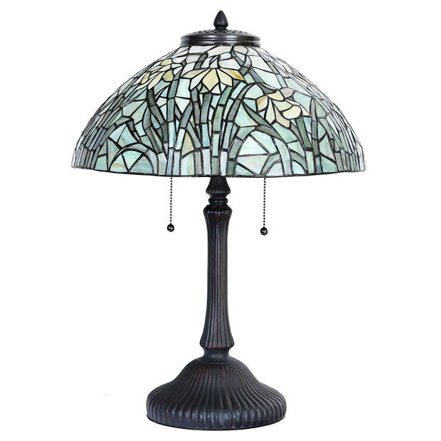 HAES DECO - Tiffany Tafellamp Meerkleurig Ø 40x60 cm Fitting E27 / Lamp max 3x60W