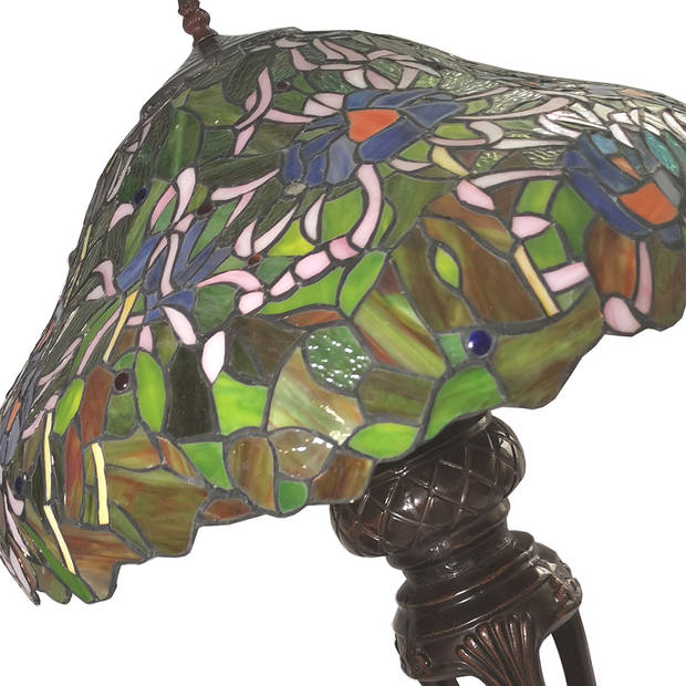 HAES DECO - Tiffany Tafellamp Meerkleurig Ø 57x83 cm Fitting E27 / Lamp max 3x40W