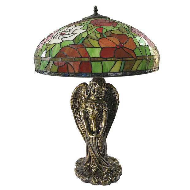 HAES DECO - Tiffany Tafellamp Meerkleurig Ø 57x83 cm Fitting E27 / Lamp max 3x60W
