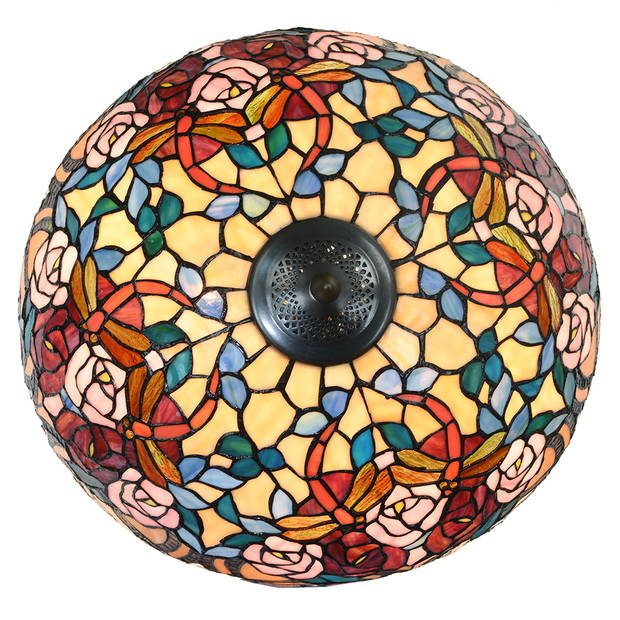 HAES DECO - Tiffany Tafellamp rood, Blauw Ø 46x64 cm Fitting E27 / Lamp max 2x60W