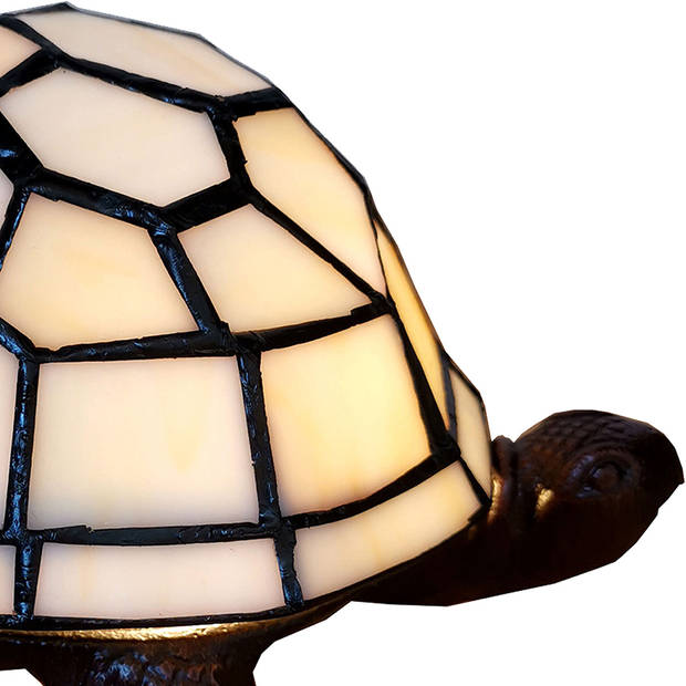 HAES DECO - Tiffany Tafellamp Schildpad Beige 22x18x16 cm Fitting E14 / Lamp max 1x25W