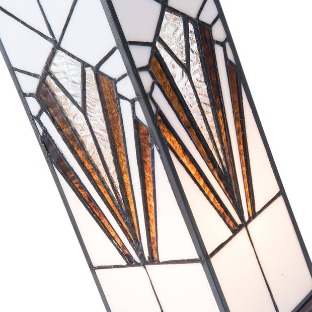 HAES DECO - Tiffany Tafellamp Wit, Bruin 12x12x35 cm Fitting E14 / Lamp max 1x25W