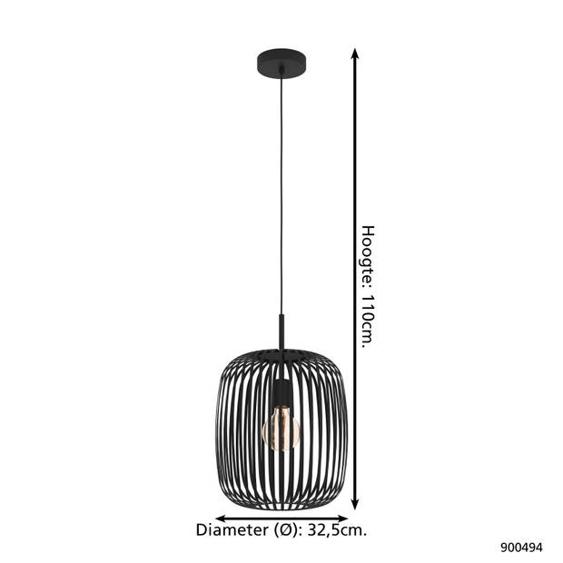 EGLO Romazzina Hanglamp - E27 - Ø 32,5 cm - Zwart