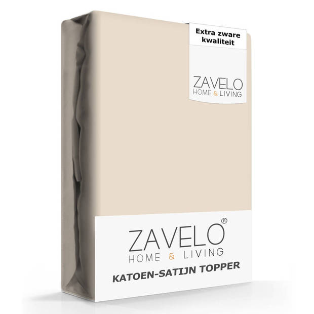 Zavelo Deluxe Katoen-Satijn Topper Hoeslaken Zand-Lits-jumeaux (180x220 cm)