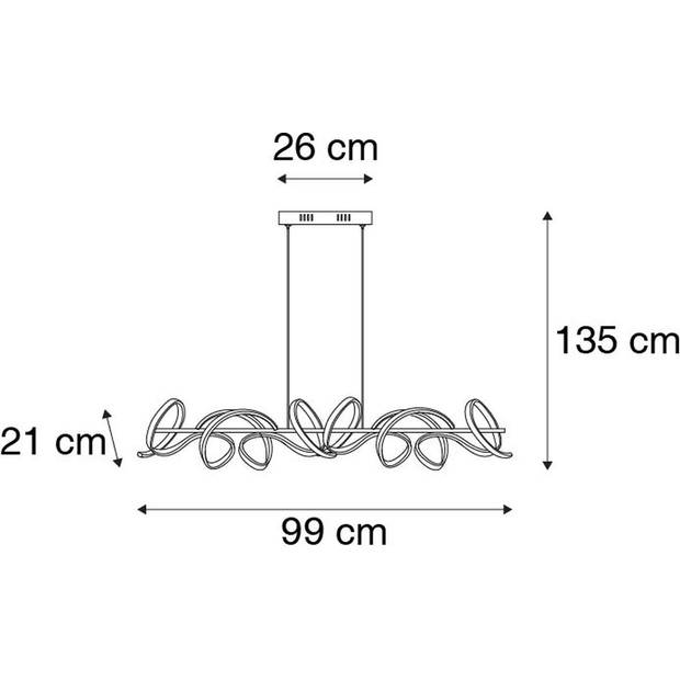 Paul Neuhaus Hanglamp Curls L 99 cm DIM zwart