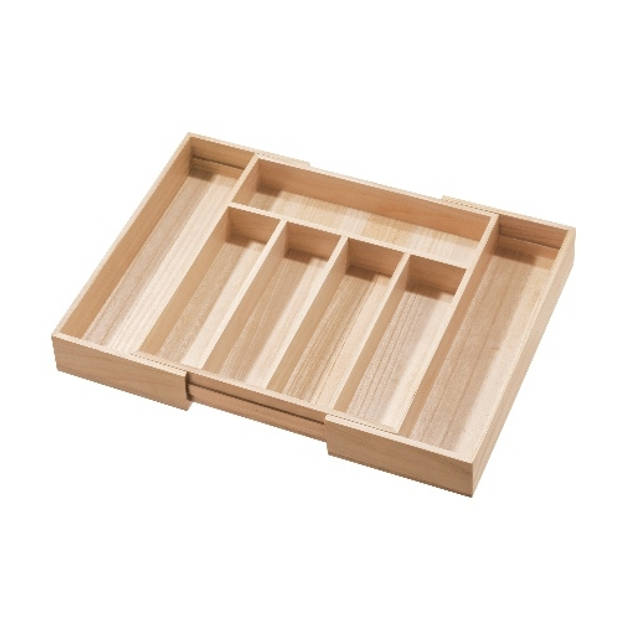 iDesign - Bestekla Organizer, 38.1 x 34.3 x 6.4 cm, Uittrekbaar, Paulownia Hout - iDesign Eco Wood