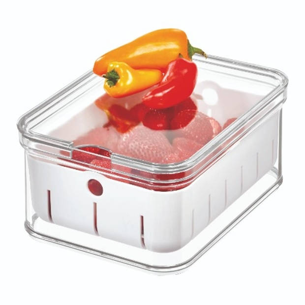 iDesign - Opbergbox Koelkast voor Fruit, 21.2 x 16 x 9.7 cm, Stapelbaar, Kunststof, Transparant - iDesign Crisp