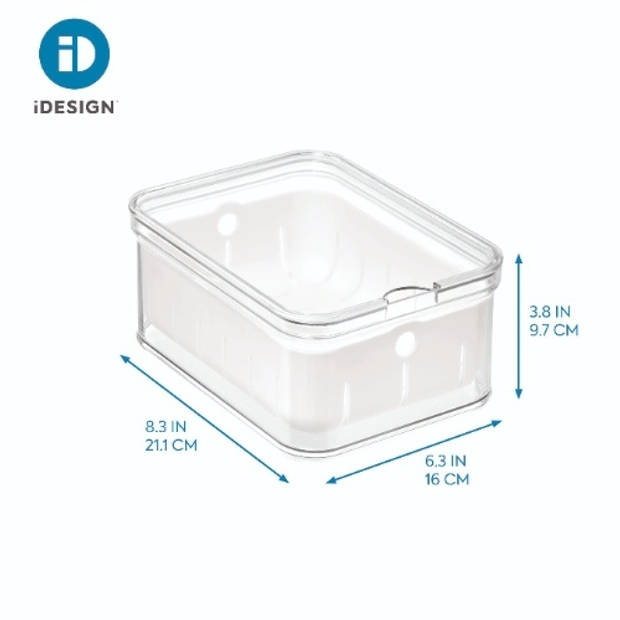 iDesign - Opbergbox Koelkast voor Fruit, 21.2 x 16 x 9.7 cm, Stapelbaar, Kunststof, Transparant - iDesign Crisp
