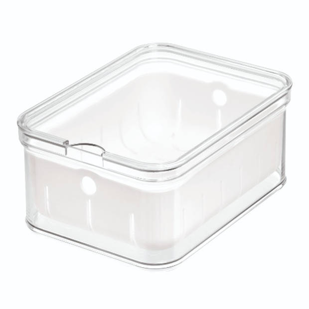 iDesign - Opbergbox Koelkast voor Fruit, 21.2 x 16 x 9.7 cm, Stapelbaar, Kunststof, Transparant - iDesign Crisp