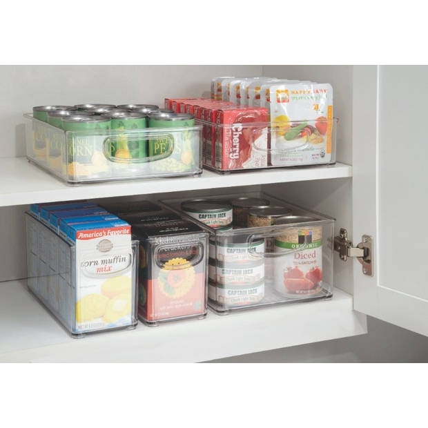 iDesign - Opbergbox met Handvaten, 10.2 x 40.6 x 12.7 cm, Stapelbaar, Kunststof, Transparant - iDesign Kitchen Binz