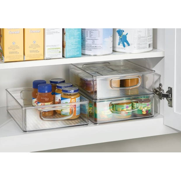 iDesign - Opbergbox met Handvaten, 20.3 x 25.4 x 7.6 cm, Stapelbaar, Kunststof, Transparant - iDesign Kitchen Binz