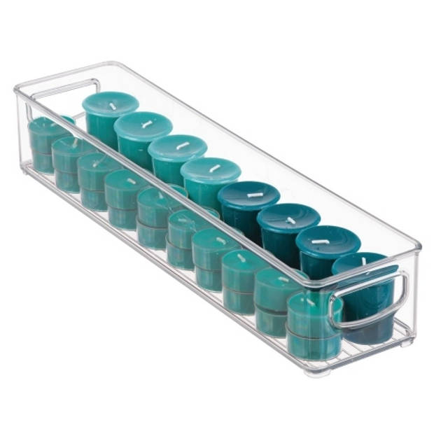 iDesign - Opbergbox met Handvaten, 10.2 x 40.6 x 7.6 cm, Stapelbaar, Kunststof, Transparant - iDesign Kitchen Binz