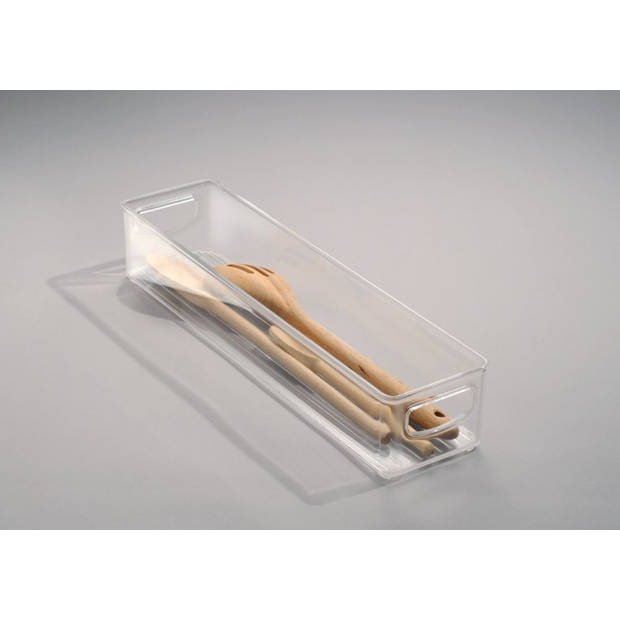 iDesign - Opbergbox met Handvaten, 10.2 x 40.6 x 7.6 cm, Stapelbaar, Kunststof, Transparant - iDesign Kitchen Binz