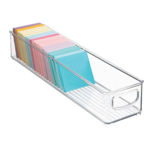 iDesign - Opbergbox met Handvaten, 10.2 x 40.6 x 7.6 cm, Stapelbaar, Kunststof, Transparant - iDesign Kitchen Binz