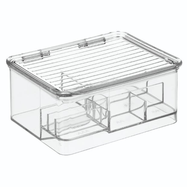 iDesign - Batterij Organizer met Deksel, 16.9 x 14.1 x 7.5 cm, Stapelbaar, Kunststof, Transparant - iDesign Linus