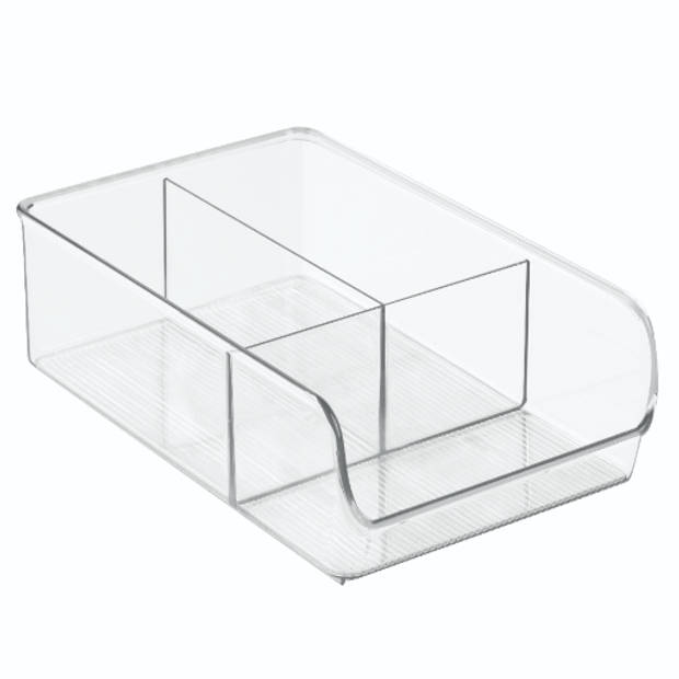 iDesign - Open Opbergbox met 3 Vakken, 17.8 x 27.9 x 8.9 cm, Kunststof, Transparant - iDesign Linus