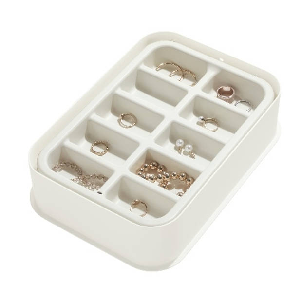 Organizer Inzetstuk met 10 Vakken, 28 x 19.3 x 6.3 cm, Kunststof, Kokoswit - iDesign Eco Storage