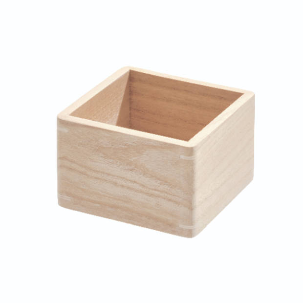 iDesign - Opbergbox, 11.5 x 11.5 x 7.6 cm, Paulownia Hout, Beige - iDesign The Home Edit